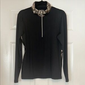 Lohla Sport Performance 1/4 Zip Pullover Shirt LG Black Bronze Color Block Golf